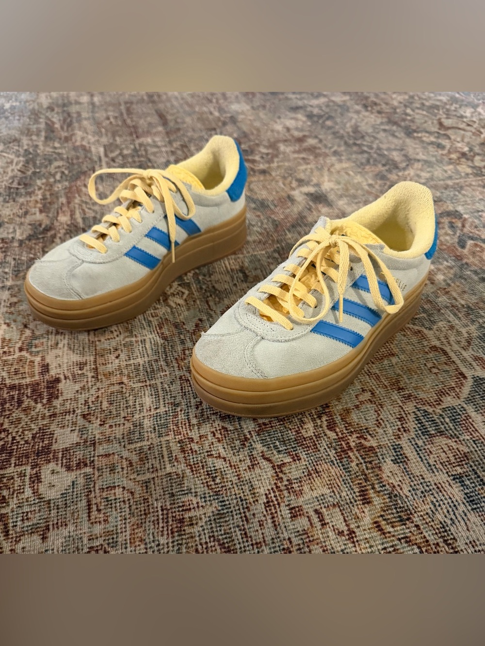 Adidas Gazelle bold Almost Blue Yellow Platform sneakers